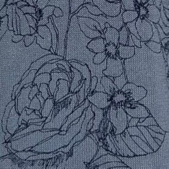 Chico's Cardigan Sweater Women's Size 1/M Blue Button Front Floral Linen Blend - Picture 7 of 14